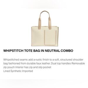 BCBGMaxazria WHIPSTITCH Cream Faux Leather Extra Large Tote in Neutral Combo